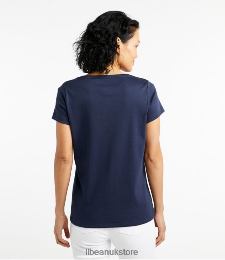Clothing L.L.Bean Pima Cotton Shaped V-Neck Azalea Women 0VRR666391