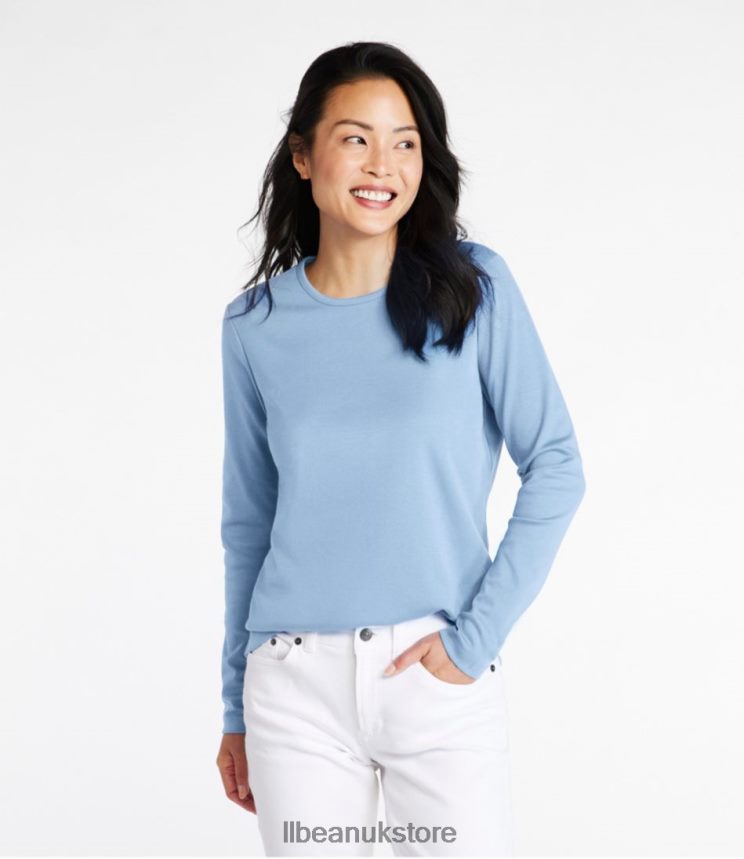 Clothing L.L.Bean Pima Cotton Tee Capri Blue Women 0VRR664566