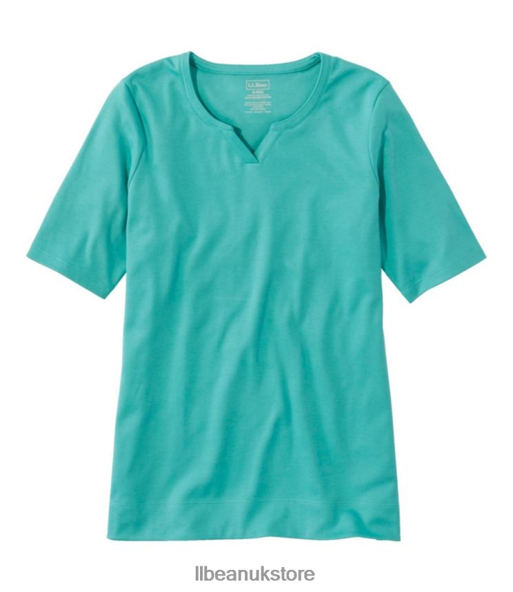Clothing L.L.Bean Pima Cotton Tee Glacier Teal Women 0VRR667178