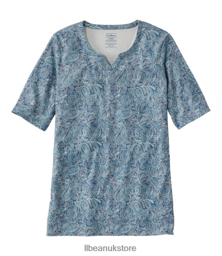 Clothing L.L.Bean Pima Cotton Tee Moonlight Blue Paisley Women 0VRR66691