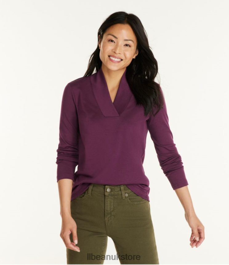 Clothing L.L.Bean Pima Cotton Tee Raven Blue Women 0VRR666919