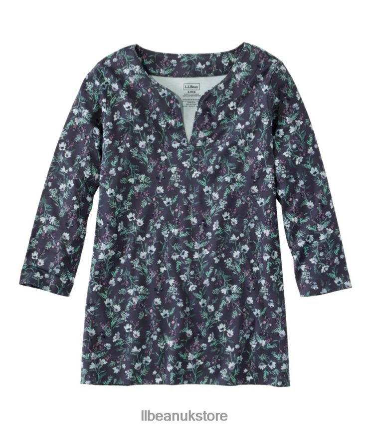 Clothing L.L.Bean Pima Cotton Tunic Dark Periwinkle Floral Bunch Women 0VRR665700