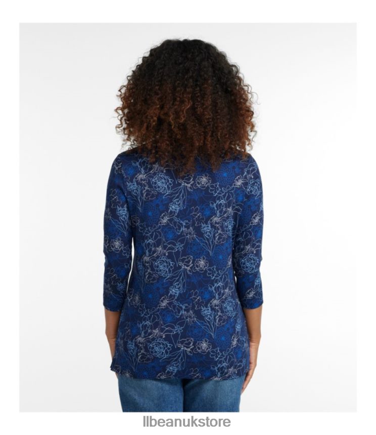 Clothing L.L.Bean Pima Cotton Tunic Dark Periwinkle Floral Bunch Women 0VRR665700