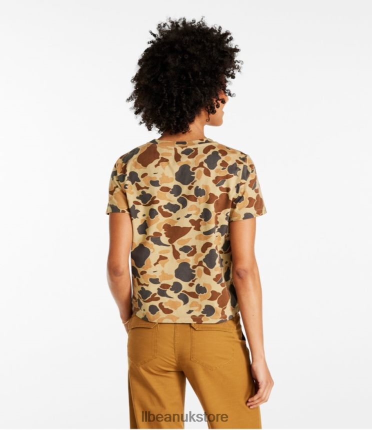 Clothing L.L.Bean Signature Rangeley Cotton Tee Pale Olive Camo Women 0VRR666532