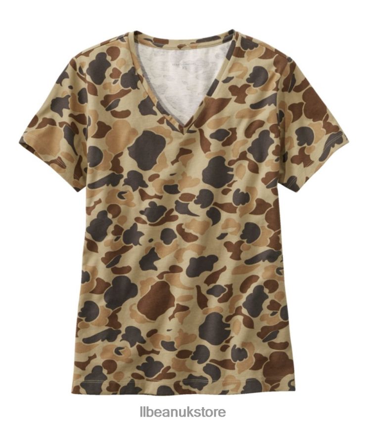 Clothing L.L.Bean Signature Rangeley Cotton Tee Pale Olive Camo Women 0VRR666891