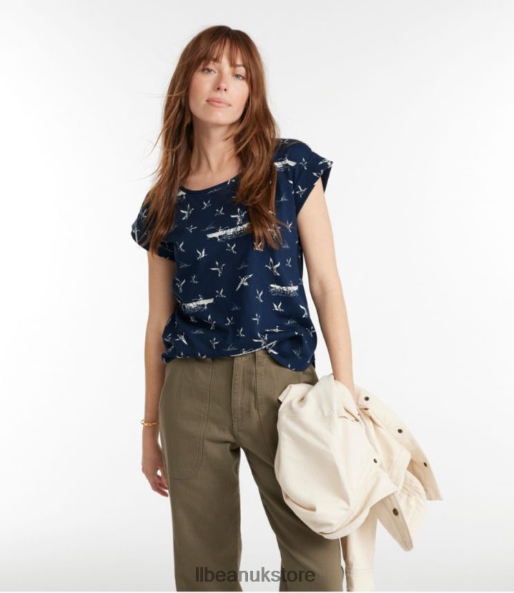 Clothing L.L.Bean Signature Rangeley Cotton Tee Sailcloth Floral Women 0VRR6649