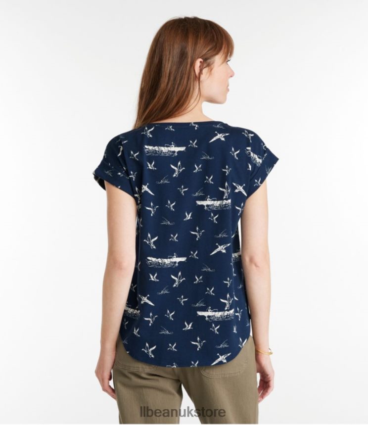 Clothing L.L.Bean Signature Rangeley Cotton Tee Sailcloth Floral Women 0VRR6649