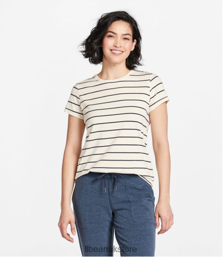 Clothing L.L.Bean Soft Stretch Supima Tee Classic Navy/Washed Orchid Women 0VRR666916