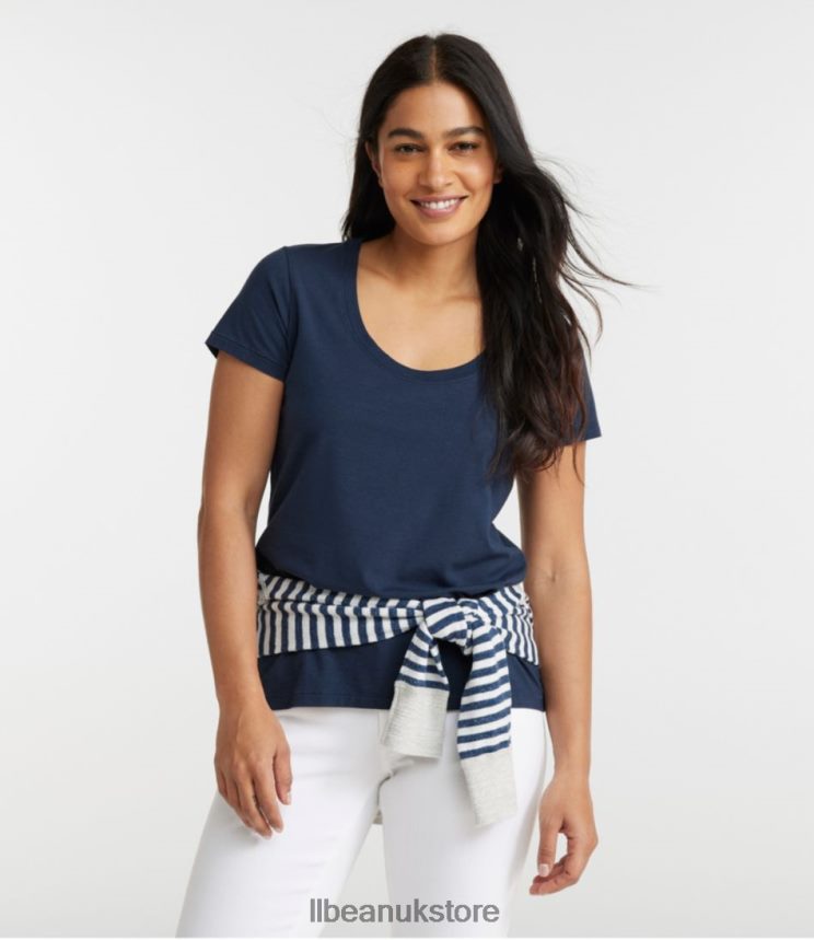 Clothing L.L.Bean Soft Stretch Supima Tee Classic Navy Women 0VRR662998