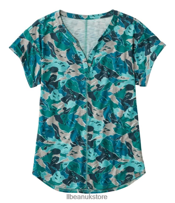 Clothing L.L.Bean Streamside Tee Deep Turquoise Camo Women 0VRR666872