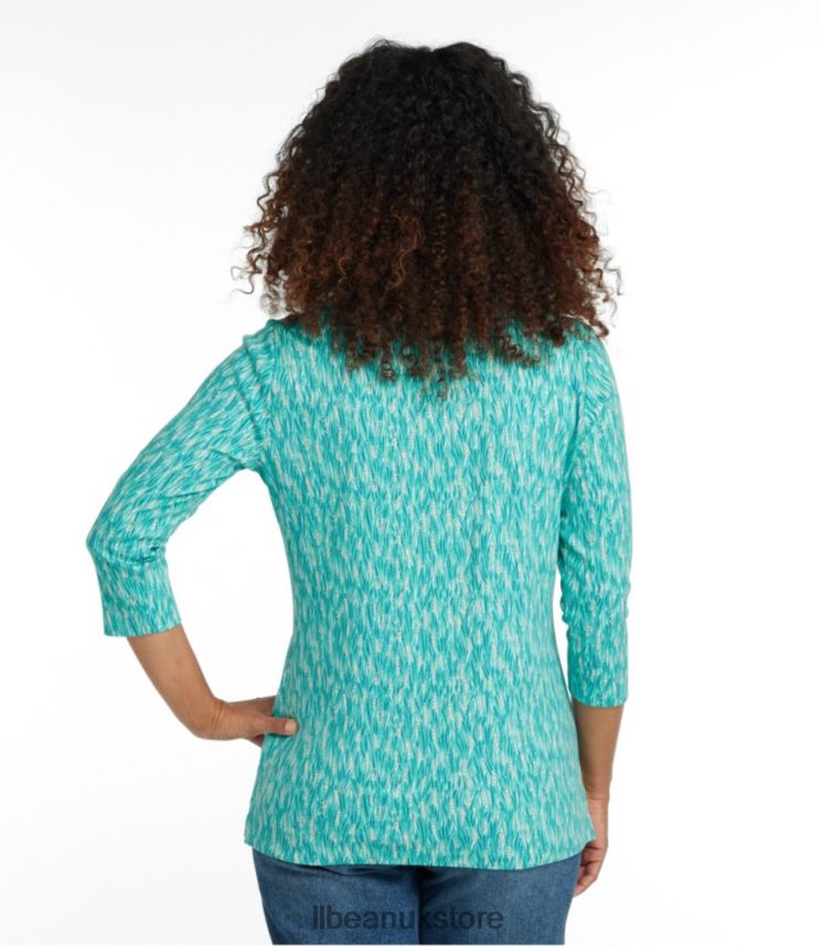 Clothing L.L.Bean Tee Alpine Blue Textured Geo Women 0VRR666913