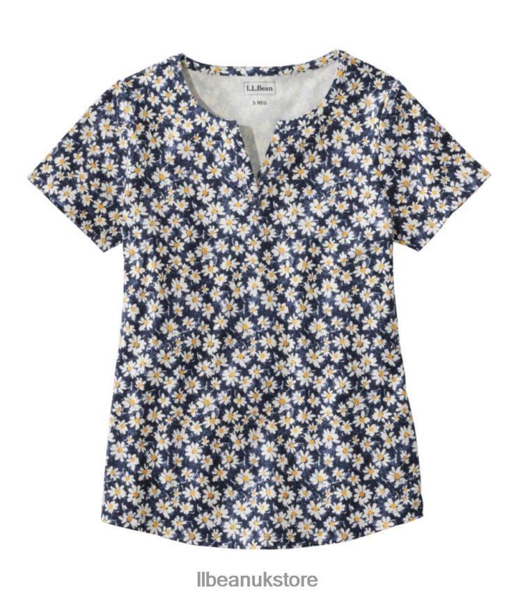 Clothing L.L.Bean Tee Classic Navy Daisies Women 0VRR663498