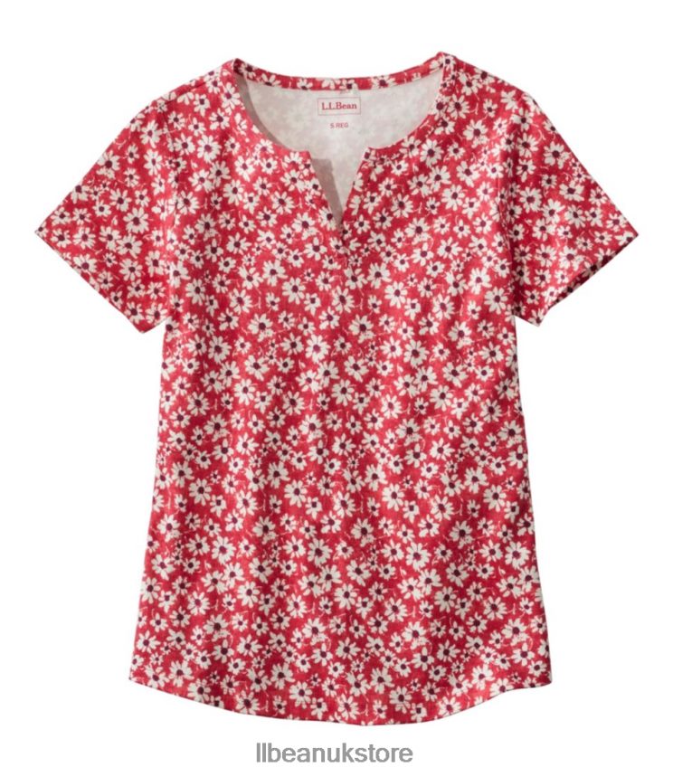 Clothing L.L.Bean Tee Dark Breton Red Daisies Women 0VRR66689