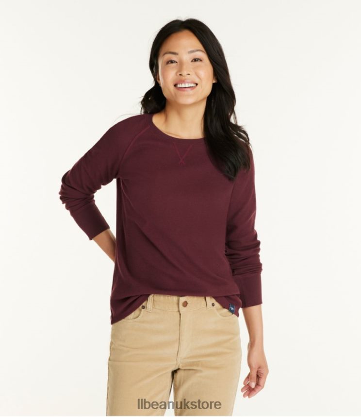 Clothing L.L.Bean Unshrinkable Mini-Waffle Tee Deep Wine Women 0VRR667014