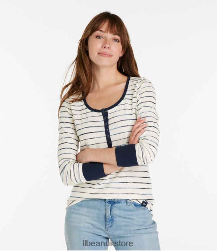 Clothing L.L.Bean Unshrinkable Mini-Waffle Tee Honey Brown Painterly Stripe Women 0VRR66129