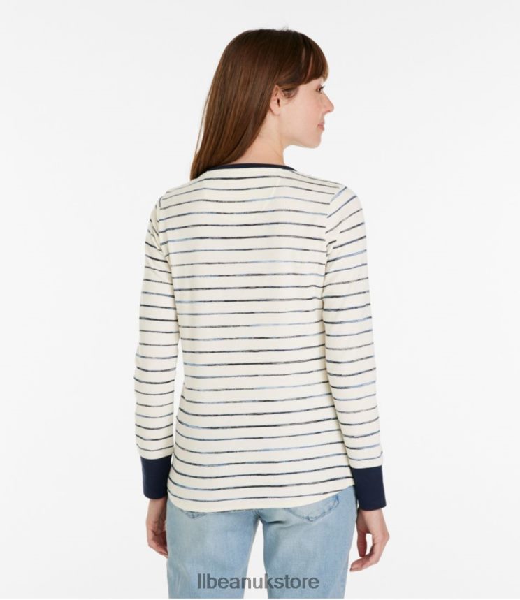 Clothing L.L.Bean Unshrinkable Mini-Waffle Tee Honey Brown Painterly Stripe Women 0VRR66129