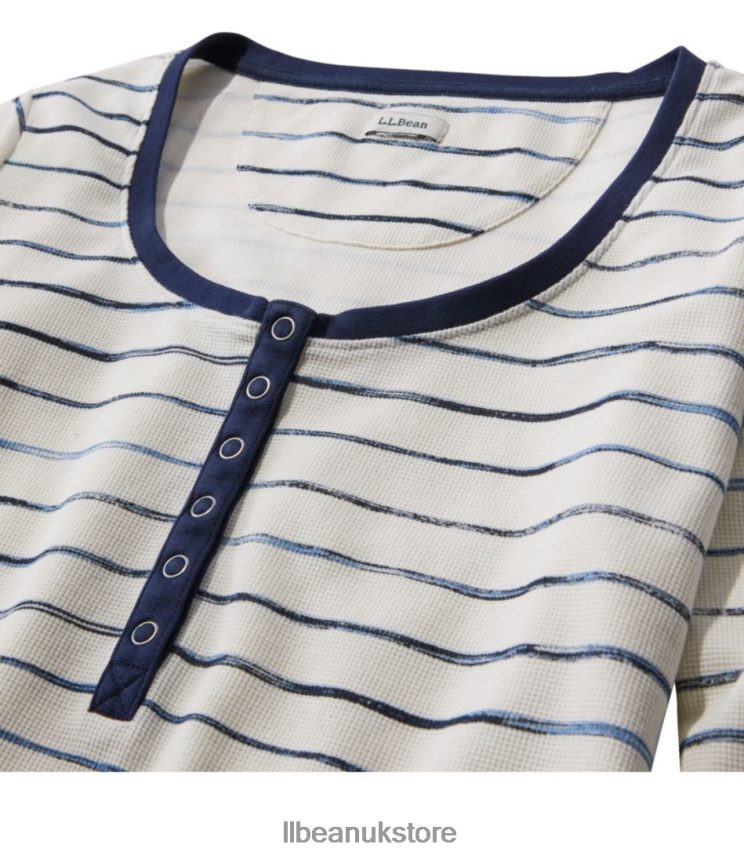Clothing L.L.Bean Unshrinkable Mini-Waffle Tee Honey Brown Painterly Stripe Women 0VRR66129