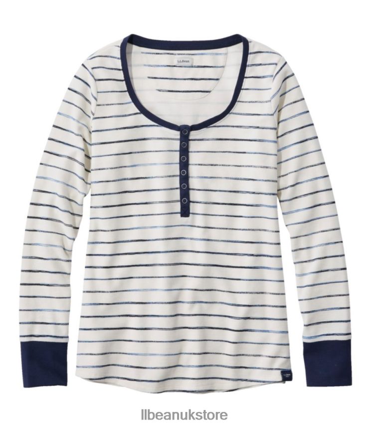 Clothing L.L.Bean Unshrinkable Mini-Waffle Tee Sailcloth Painterly Stripe Women 0VRR663041