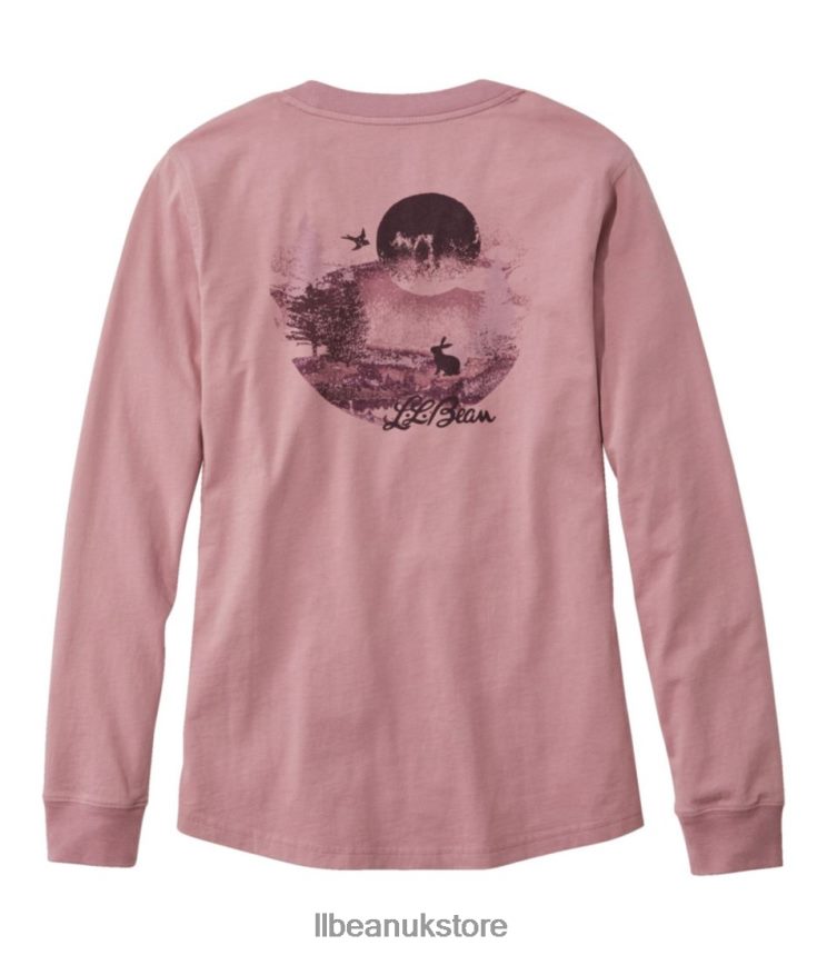 Clothing L.L.Bean Washed Cotton Pocket Tee Sailcloth Scenic Mountain Women 0VRR663349