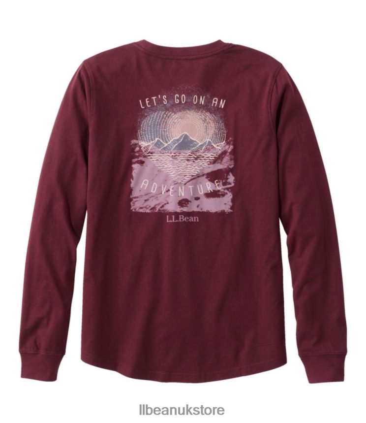 Clothing L.L.Bean Washed Cotton Pocket Tee Sailcloth Scenic Mountain Women 0VRR663349