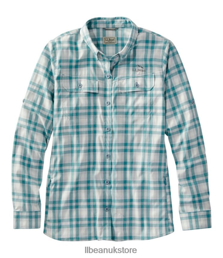 Fishing L.L.Bean No Fly Zone Long-Sleeve Shirt Teal Blue Women 0VRR663889