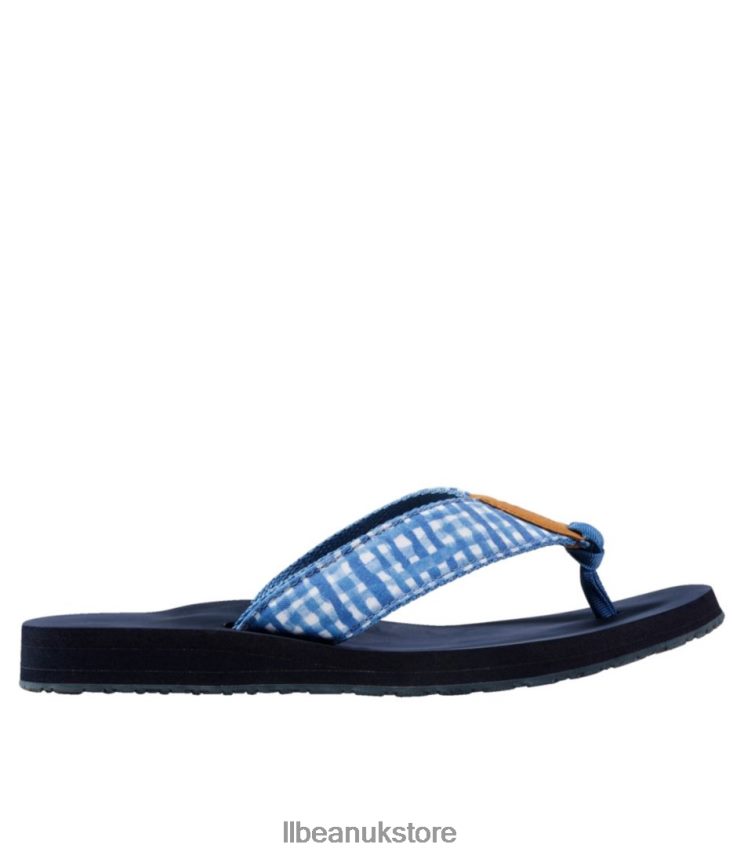 Footwear L.L.Bean Maine Isle Flip-Flops Marine Blue Gingham Women 0VRR663730