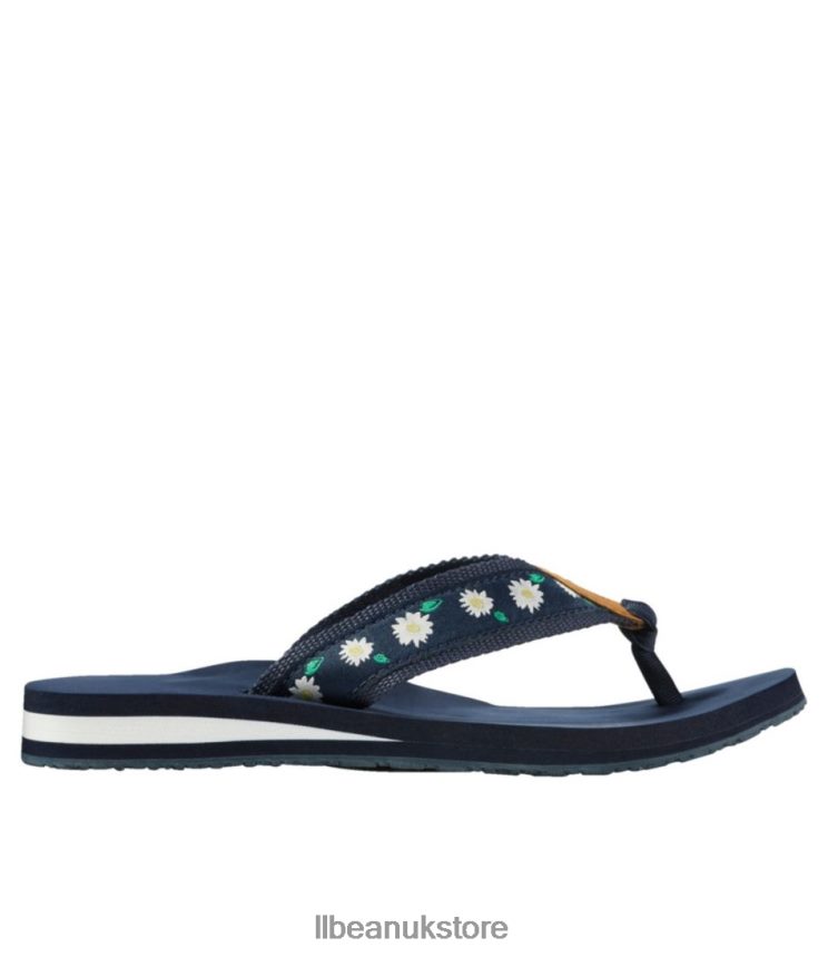 Footwear L.L.Bean Original Maine Isle Flip-Flops Classic Navy/Daisies Women 0VRR665151