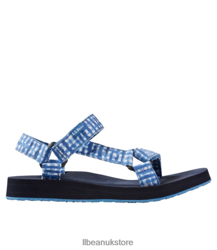 Footwear L.L.Bean Maine Isle Four-Point Sandals Marine Blue Gingham Women 0VRR663771