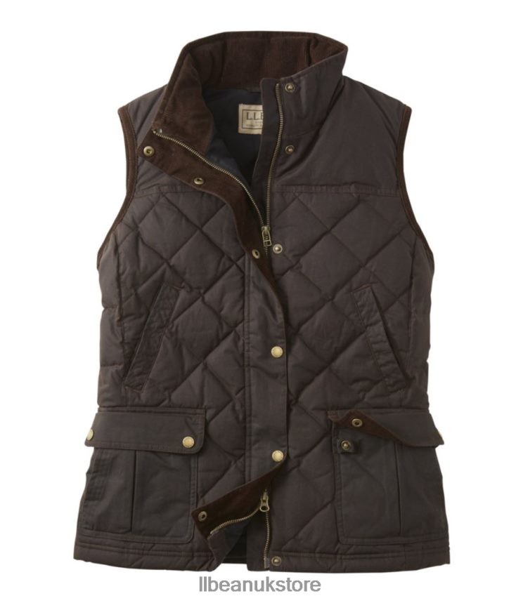 Outdoor Equipment L.L.Bean Upcountry Waxed Cotton Down Vest Coffee Bean Women 0VRR663679