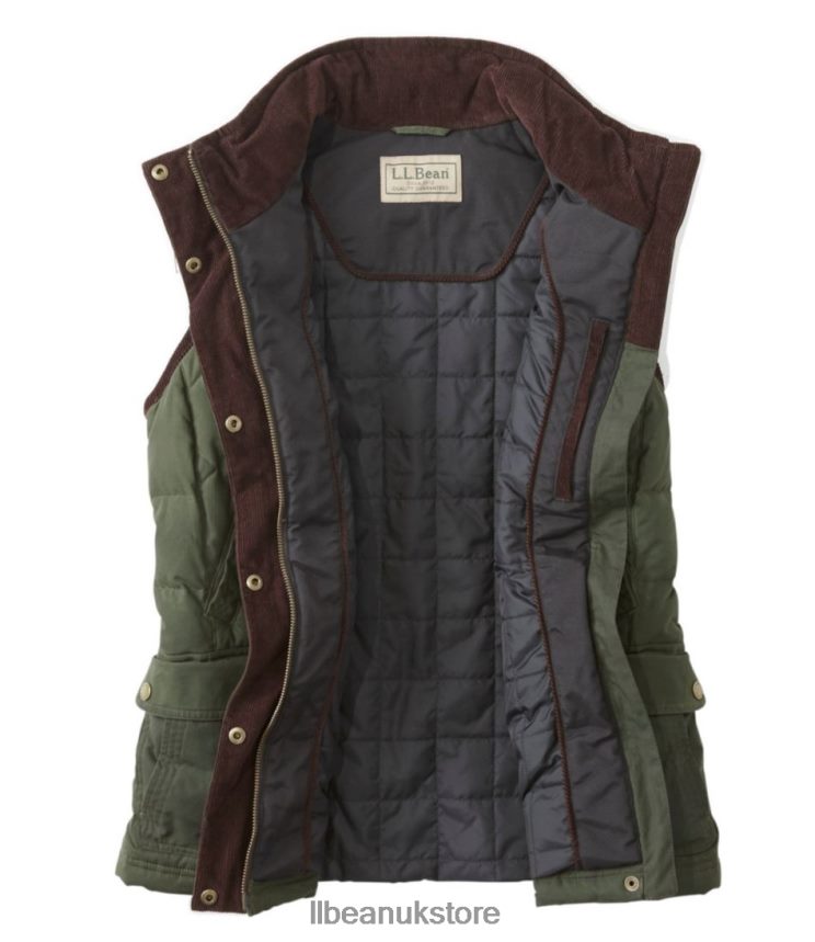 Outdoor Equipment L.L.Bean Upcountry Waxed Cotton Down Vest Coffee Bean Women 0VRR663679