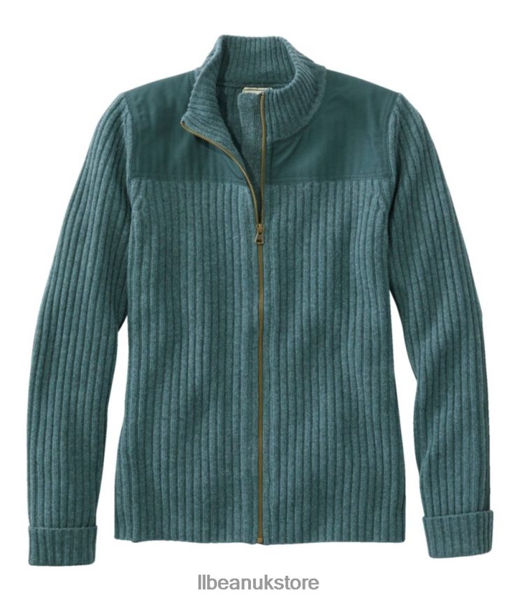 Outdoor Equipment L.L.Bean Commando Full Zip Sweater Soft Spruce Heather Women 0VRR66530