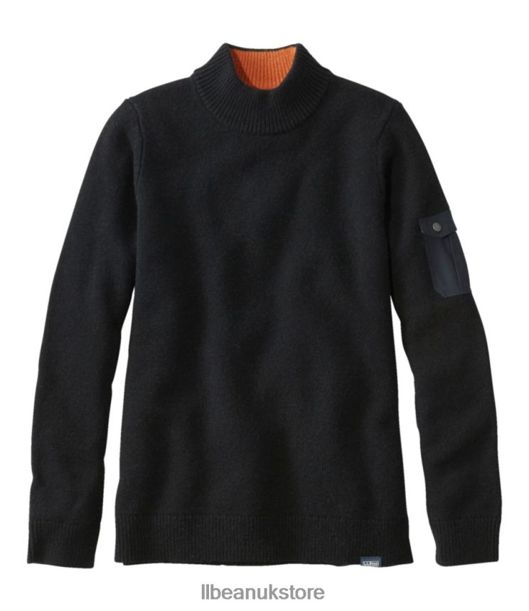 Outdoor Equipment L.L.Bean Maine Guide Mock Crew Sweater Black Women 0VRR663081