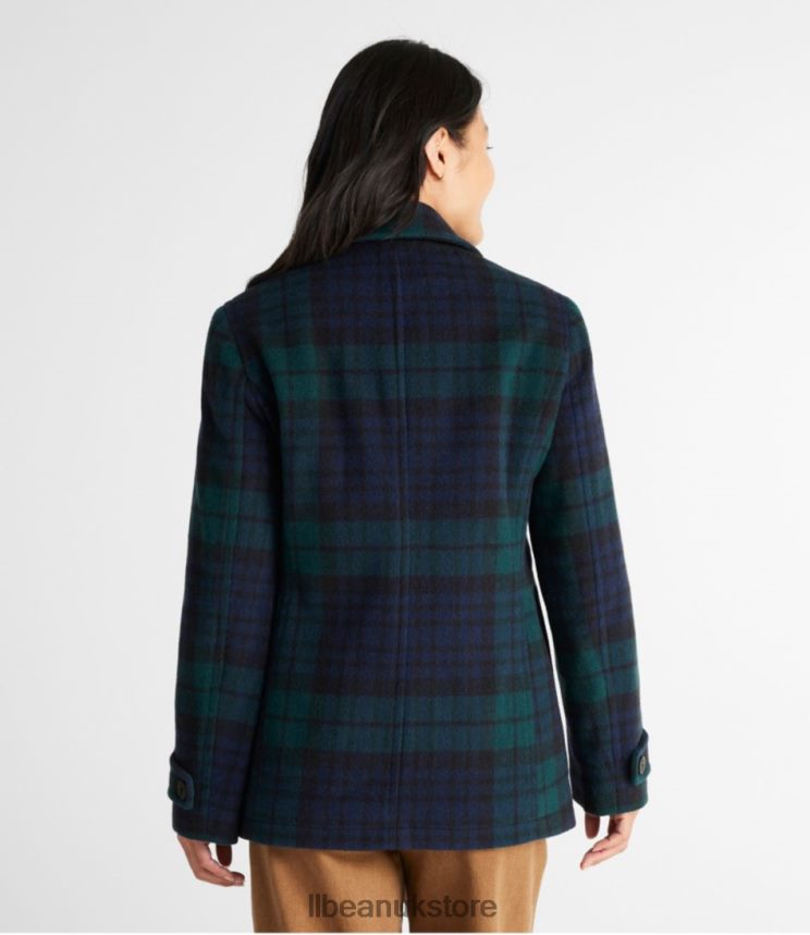 Outerwear L.L.Bean Classic Lambswool Peacoat Black Watch Tartan Women 0VRR66939