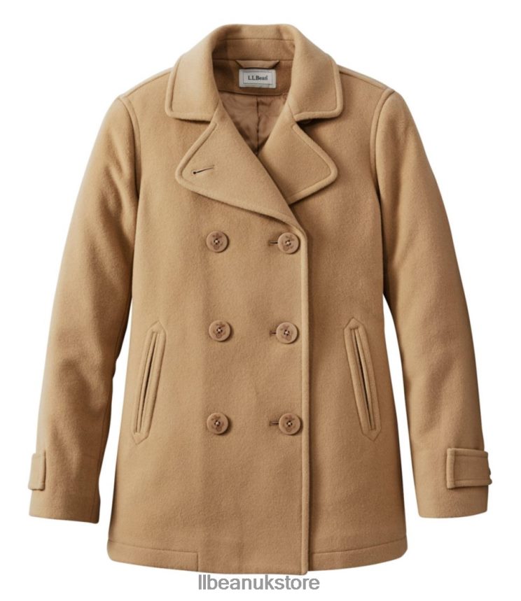 Outerwear L.L.Bean Classic Lambswool Peacoat Camel Women 0VRR66886