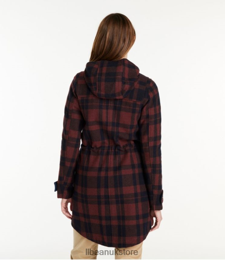 Outerwear L.L.Bean West End Wool Coat Deep Olive Buffalo Plaid Women 0VRR663691