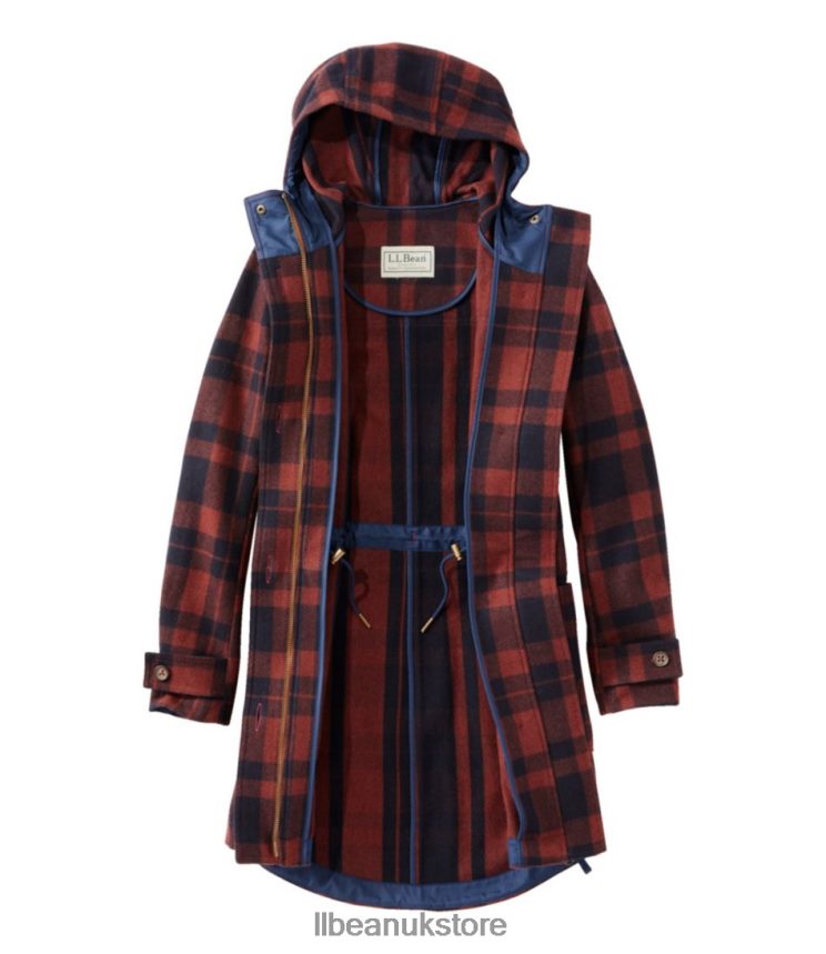 Outerwear L.L.Bean West End Wool Coat Deep Olive Buffalo Plaid Women 0VRR663691