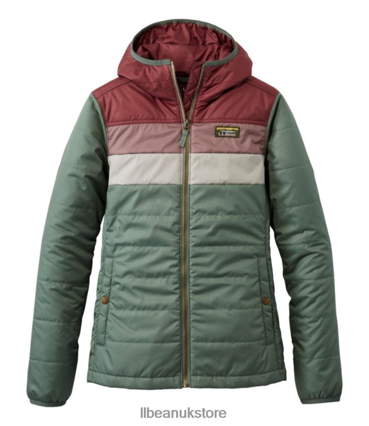 Outerwear L.L.Bean Mountain Classic Puffer Hooded Jacket Rosewood/Sea Green Women 0VRR665098