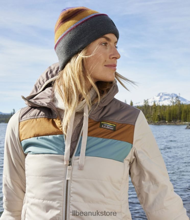 Outerwear L.L.Bean Mountain Classic Puffer Hooded Jacket Taupe Brown/Gray Birch Women 0VRR66862