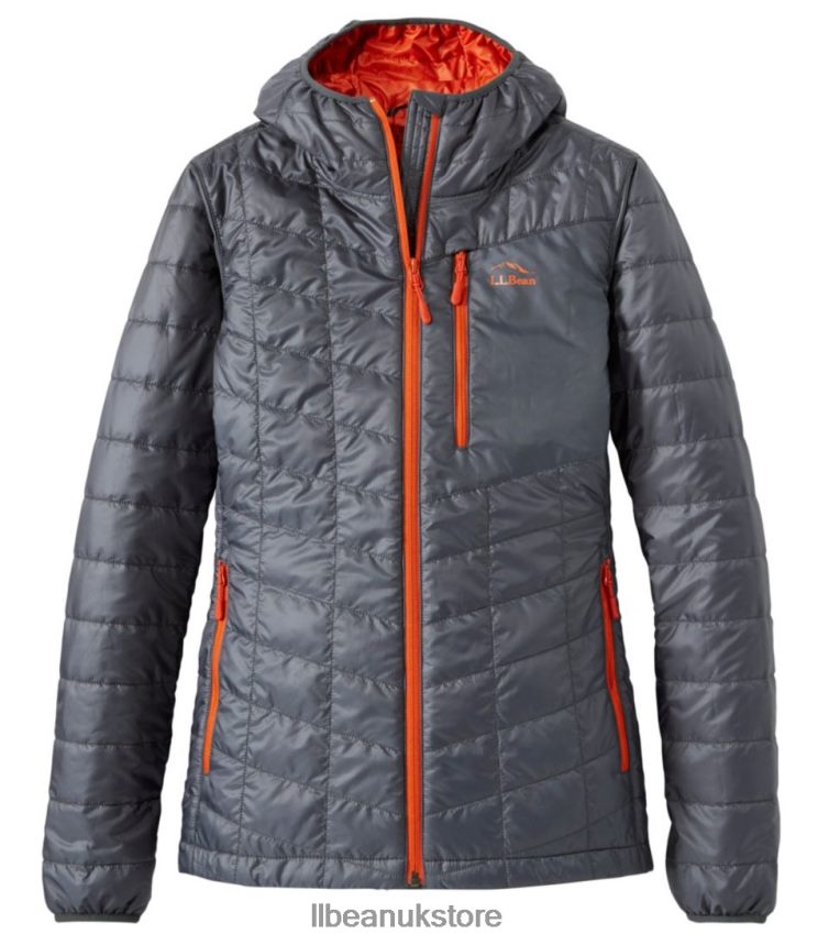 Outerwear L.L.Bean PrimaLoft Packaway Hooded Jacket Gunmetal Gray Women 0VRR666656