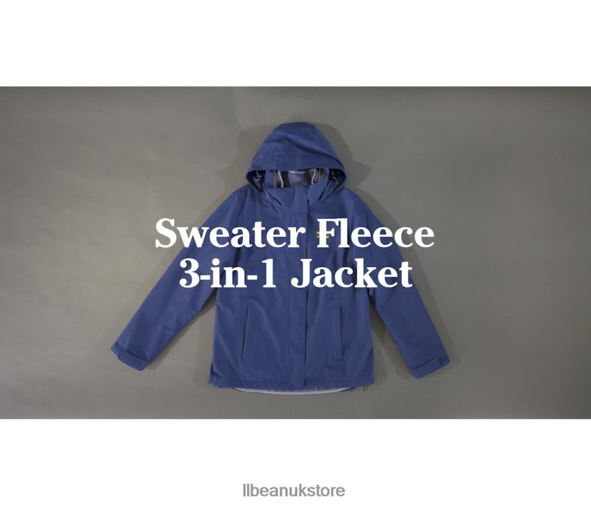 Outerwear L.L.Bean Sweater Fleece 3-in-1 Jacket Carbon Navy/Ocean Blue Women 0VRR665078