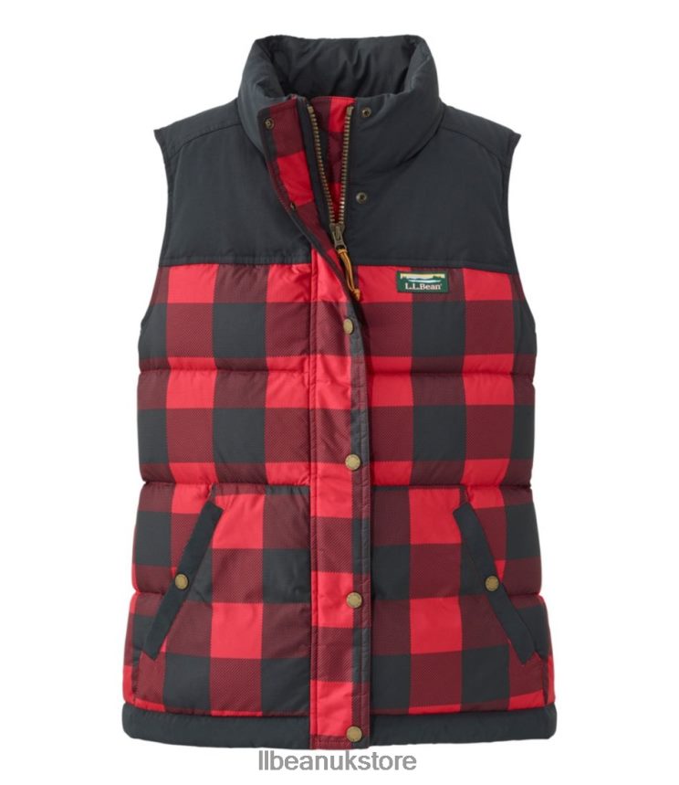 Outerwear L.L.Bean Mountain Classic Down Vest Rich Red Buffalo Plaid Women 0VRR66931