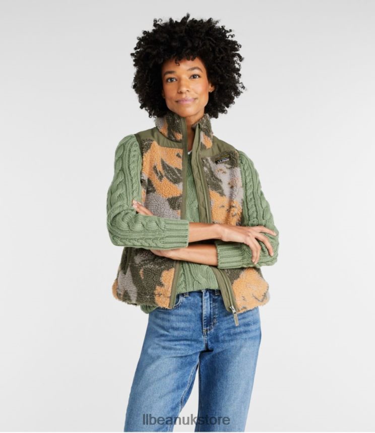 Outerwear L.L.Bean Sherpa Fleece Vest Woodsmoke Camo Women 0VRR66929