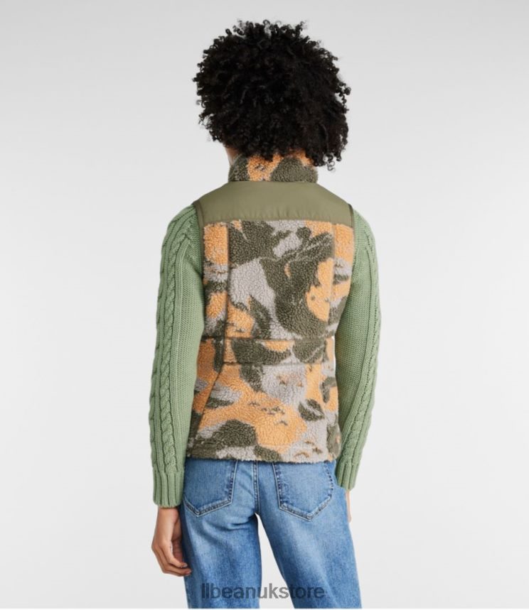 Outerwear L.L.Bean Sherpa Fleece Vest Woodsmoke Camo Women 0VRR66929