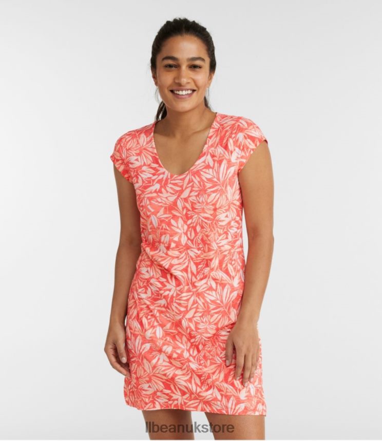 Clothing L.L.Bean SunSmart UPF 50+ Cover-Up Dress Hot Coral Tropical Women 0VRR663272