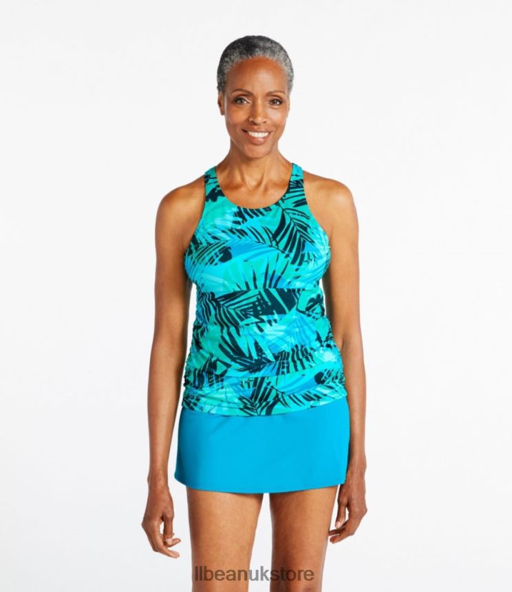 Clothing L.L.Bean BeanSport Swimwear Classic Teal Blue Palm Women 0VRR663192